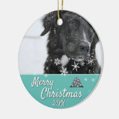 Modern Dog of Pet Photo Merry Kerstmis Keramisch Ornament (Links)