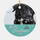Modern Dog of Pet Photo Merry Kerstmis Keramisch Ornament (Achterkant)