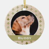 Modern Dog Pet Foto Floral Pattern Kerstmis Keramisch Ornament (Voorkant)