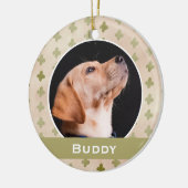 Modern Dog Pet Foto Floral Pattern Kerstmis Keramisch Ornament (Links)