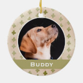 Modern Dog Pet Foto Floral Pattern Kerstmis Keramisch Ornament (Achterkant)