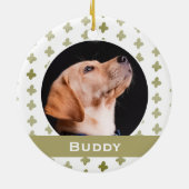Modern Dog Pet Foto Floral Pattern Kerstmis Keramisch Ornament (Achterkant)
