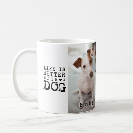 Modern Dog Pet Quote Photo Template Mug Koffiemok (Links)