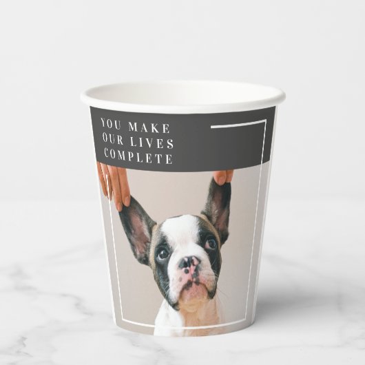 Modern Dog Photo | Dog Quote Papieren Bekers (Achterkant)