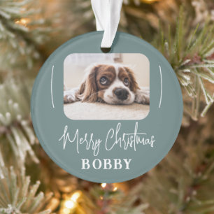 Modern Dog Photo Minimalist Merry Kerstmis Ornament