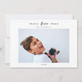 Modern Dog Photo Peace Love Wags kerst Feestdagenkaart (Voorkant)