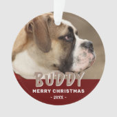 Modern Dog Photo Red Merry Kerstmis Ornament (voorkant)