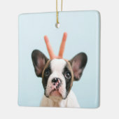 Modern Dog Photo | Vrolijk kerstfeest Keramisch Ornament (Links)