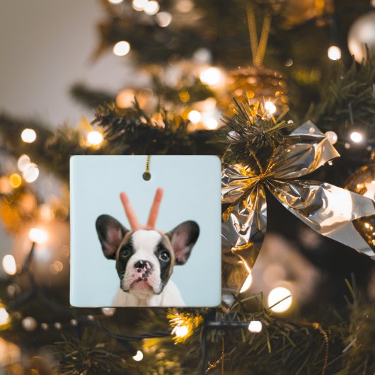 Modern Dog Photo | Vrolijk kerstfeest Keramisch Ornament