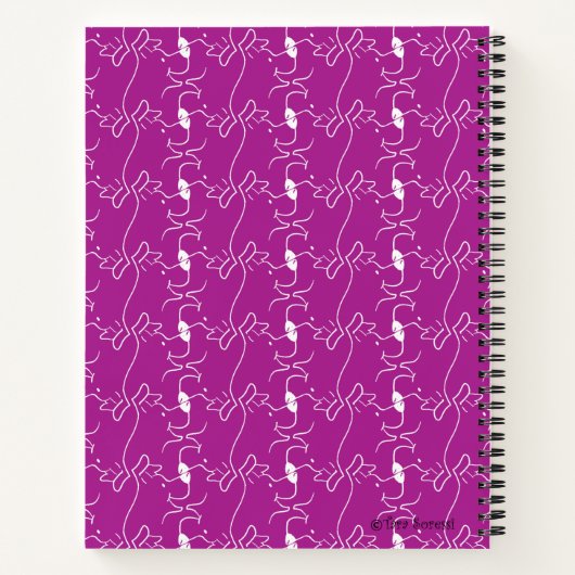 Modern Dog Profile Pattern Pink Custom Spiral Notitieboek (Achterkant)
