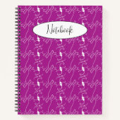 Modern Dog Profile Pattern Pink Custom Spiral Notitieboek (Voorkant)