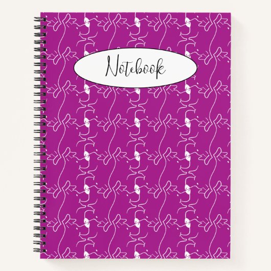 Modern Dog Profile Pattern Pink Custom Spiral Notitieboek (Voorkant)