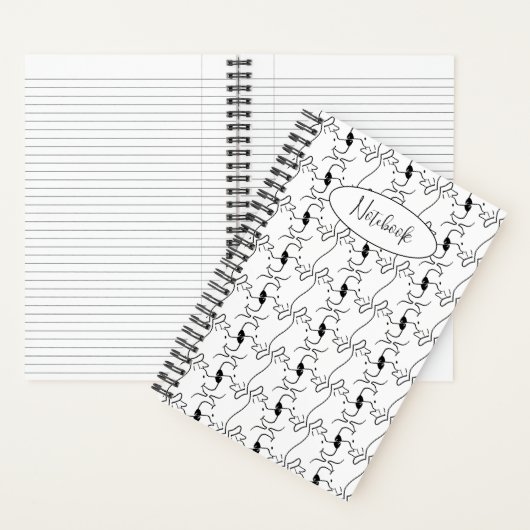 Modern Dog Profile Pattern White Custom Small Notitieboek (Binnen)