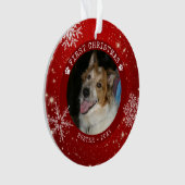 Modern Dog Red EERST CHRISTMAS Snowflake Photo Ornament (voorkant)