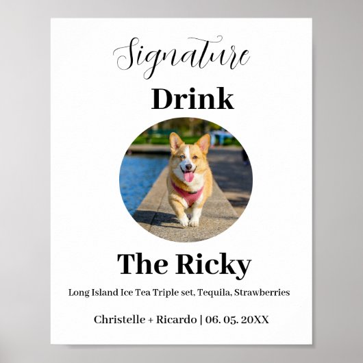 Modern Dog signature drink bruiloft Poster (Voorkant)