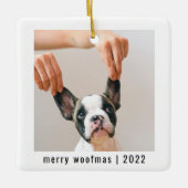 Modern Dog Two Photos | Merry Woofmas Keramisch Ornament (Voorkant)