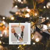 Modern Dog Two Photos | Merry Woofmas Keramisch Ornament