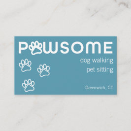 Modern Dog Walker Pet Sitter Pawsome Blue Green Visitekaartje