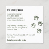Modern Dog Walker Pet Sitter Pawsome Dark Green Vierkante Visitekaartje (Achterkant)