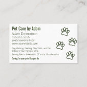 Modern Dog Walker Pet Sitter Pawsome Dark Green Visitekaartje (Achterkant)
