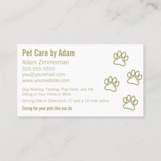 Modern Dog Walker Pet Sitter Pawsome Soft Green Visitekaartje (Achterkant)