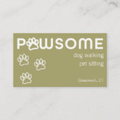 Modern Dog Walker Pet Sitter Pawsome Soft Green Visitekaartje (Voorkant)