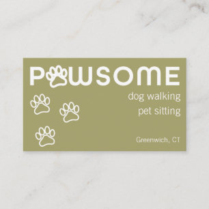 Modern Dog Walker Pet Sitter Pawsome Soft Green Visitekaartje