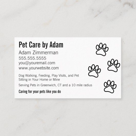 Modern Dog Walker Pet Sitter Pawsome Visitekaartje (Achterkant)