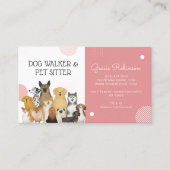 Modern Dog Walker Pet Sitter Roze QR Review Visitekaartje (Voorkant)