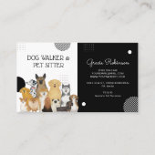 Modern Dog Walker Pet Sitter Waterverf Black Visitekaartje (Voorkant)