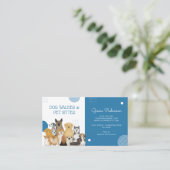 Modern Dog Walker Pet Sitter Waterverf Blue Visitekaartje (Staand voorkant)