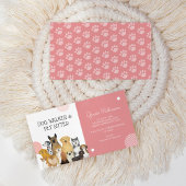 Modern Dog Walker Pet Sitter Waterverf Roze Visitekaartje