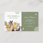 Modern Dog Walker Pet Sitter Waterverf Sage Green Visitekaartje (Voorkant)