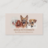 Modern Dog Walker Pet Sitter Waterverf Visitekaartje (Voorkant)