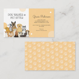 Modern Dog Walker Pet Sitter Waterverf Yellow Visitekaartje