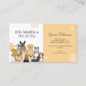 Modern Dog Walker Pet Sitter Waterverf Yellow Visitekaartje (Voorkant)