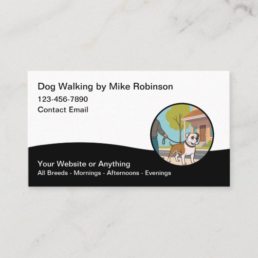 Modern Dog Walking Services Business Cards Visitekaartje (Voorkant)