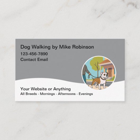 Modern Dog Walking Services Business Cards Visitekaartje (Voorkant)