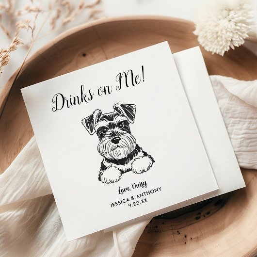 Modern Dog Wedding Cocktail Napkins  Servet