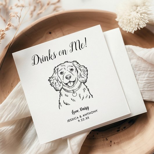 Modern Dog Wedding Cocktail Napkins Servet