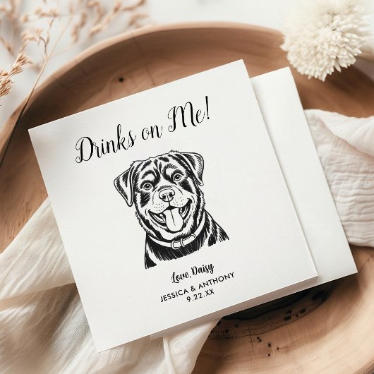 Modern Dog Wedding Cocktail Napkins  Servet