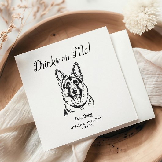 Modern Dog Wedding Cocktail Napkins Servet