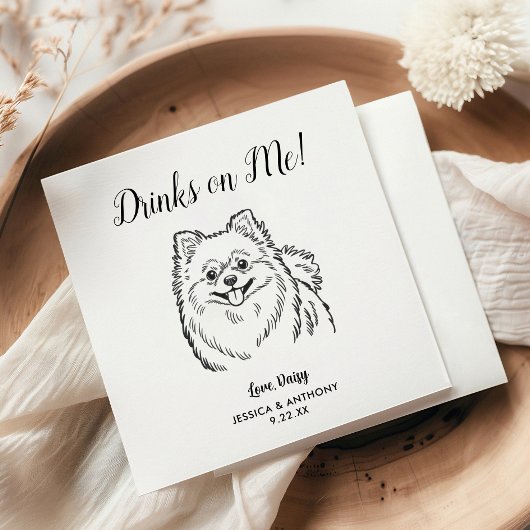 Modern Dog Wedding Cocktail Napkins Servet