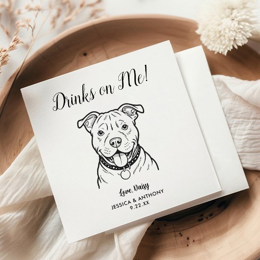 Modern Dog Wedding Cocktail Napkins Servet
