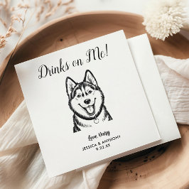 Modern Dog Wedding Cocktail Napkins Servet