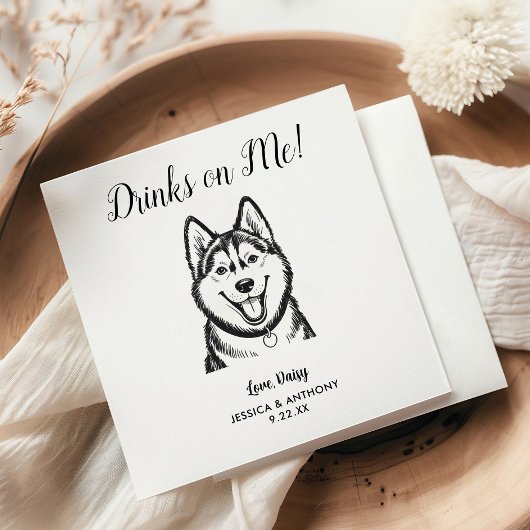 Modern Dog Wedding Cocktail Napkins Servet