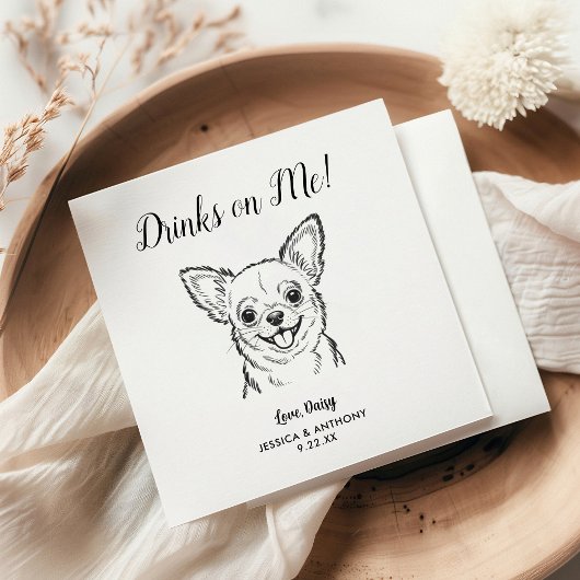 Modern Dog Wedding Cocktail Napkins  Servet