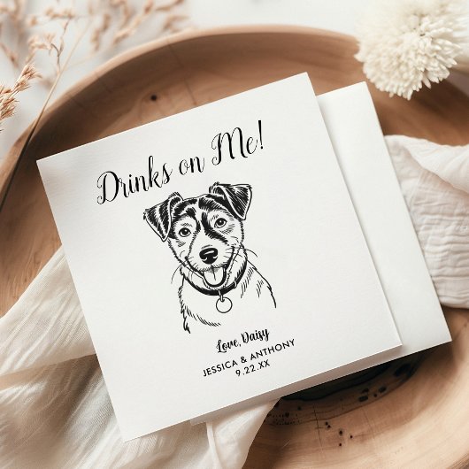 Modern Dog Wedding Cocktail Napkins  Servet
