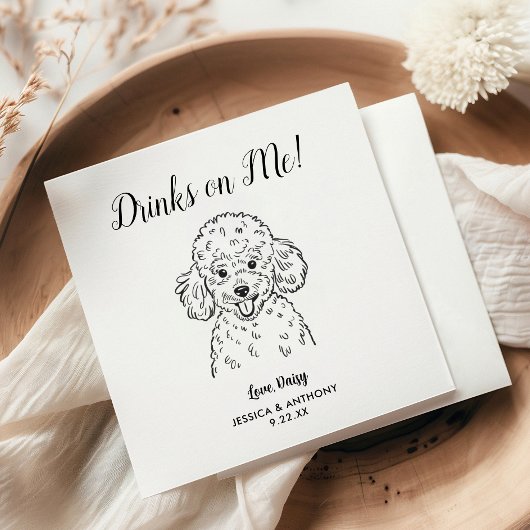 Modern Dog Wedding Cocktail Napkins Servet