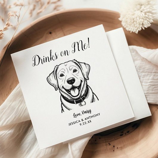 Modern Dog Wedding Cocktail Napkins  Servet
